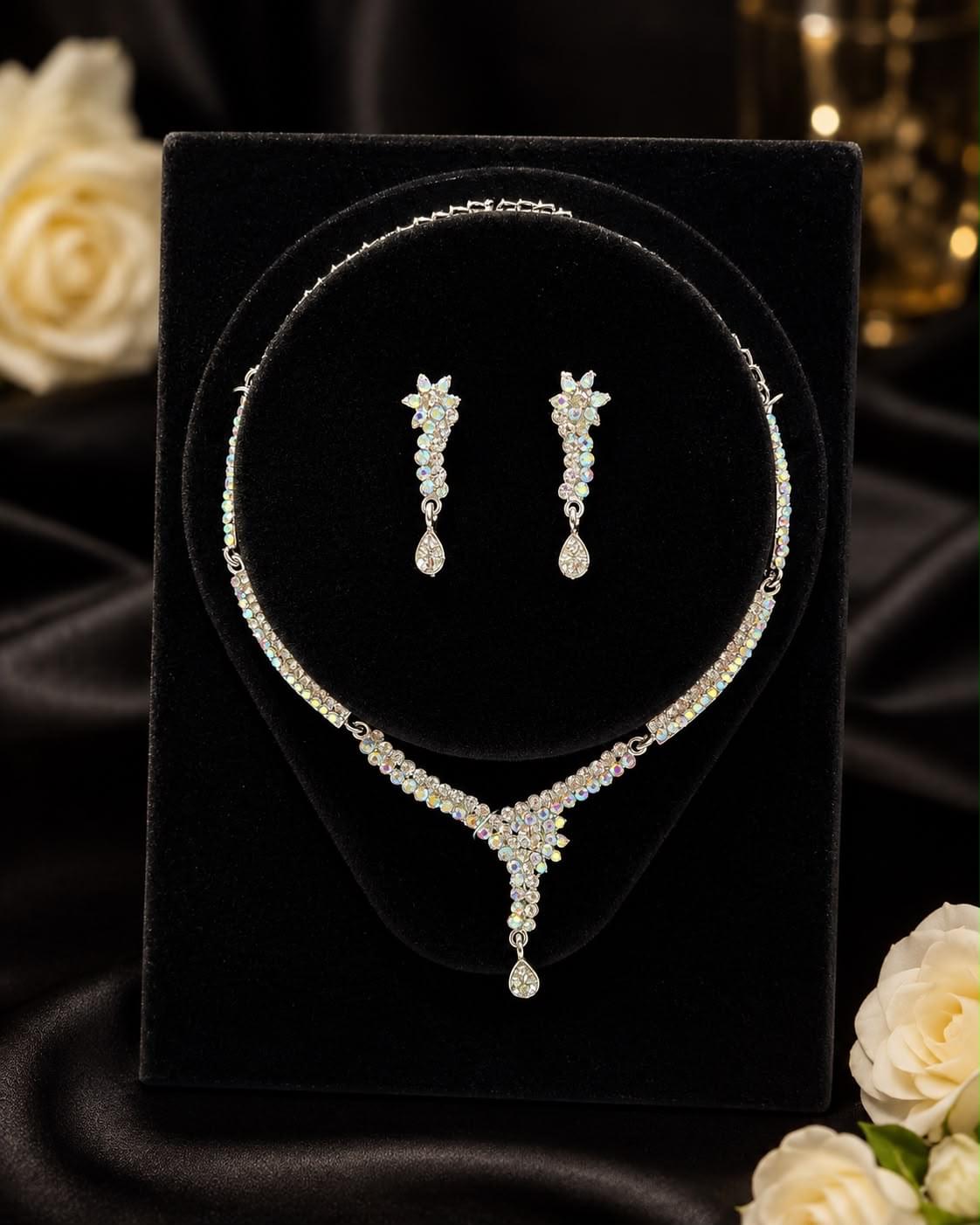 Floral Crystal Necklace & Earrings Set - Image 8