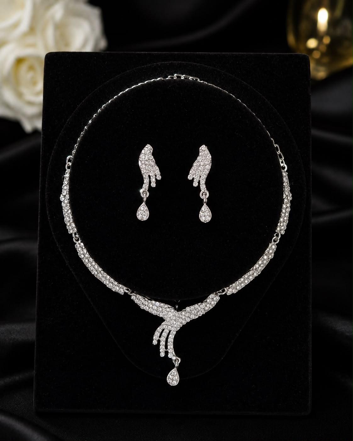 Floral Crystal Necklace & Earrings Set - Image 6